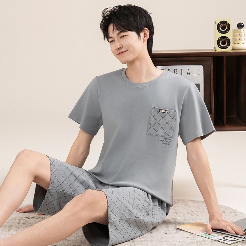 2025 New Men's Summer Cotton Pajamas | Short-Sleeved Shorts Set | Thin, Casual & Outdoor-Friendly--L_voghion.com