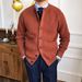 Men's Knit Cardigan Sweater - Thick Warm Open Front Coat With Baseball Collar, Soft Breathable Polyester Blend, Relaxed Fit For Business Casual_voghion.com
