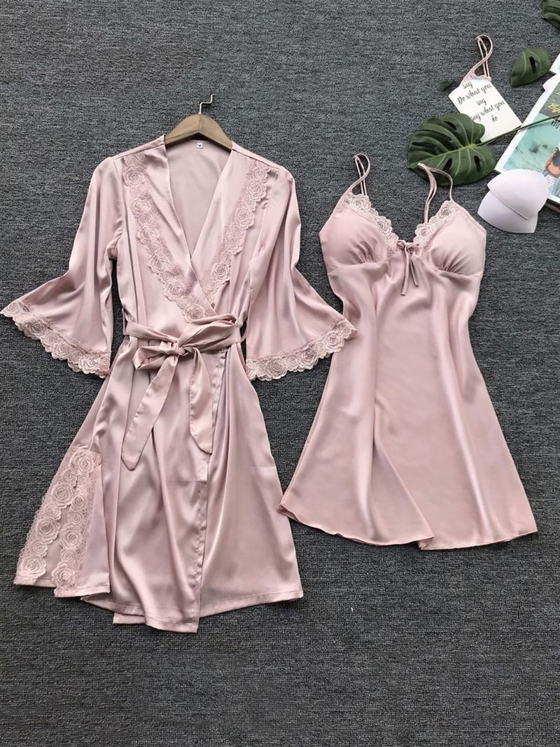 Sous-vêtements sexy en satin, bretelles sexy, chemise de nuit pour femmes, ensemble pyjama pour femmes_voghion.com