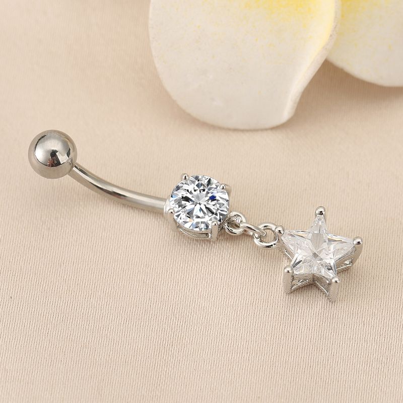 Fünfzackiger Seestern-Bauchring - Zirkon-Piercingschmuck_voghion.com