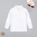 Boys' long-sleeved T-shirt cotton polo shirt girls' middle and big children's white bottoming shirt lapel school uniform class uniform Spring_voghion.com
