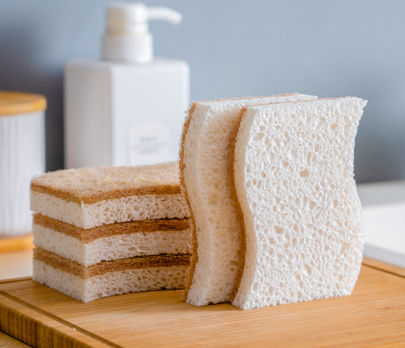 Non greasy kitchen dishwashing and pot brushing special gift box, natural wood pulp cotton thickened household sponge brush dish artifact_voghion.com