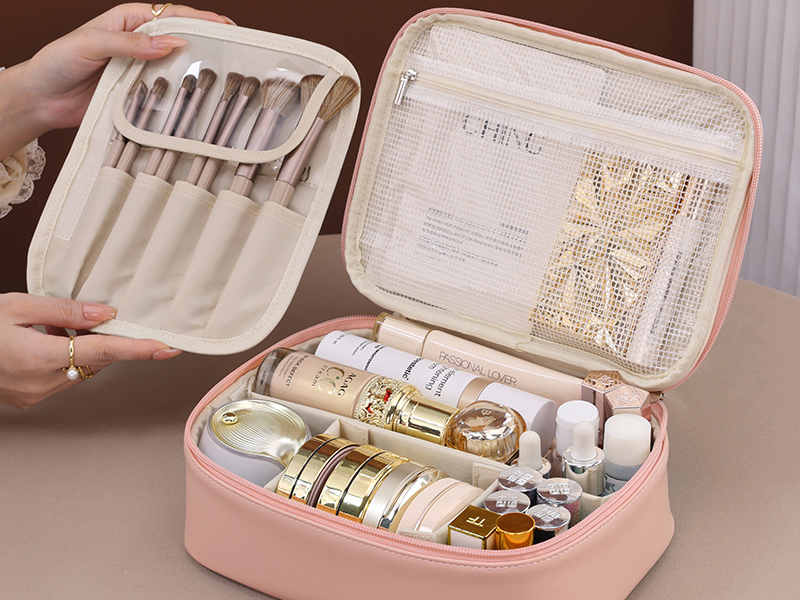 Bolsos de mujer libres de dividir, gran capacidad, hecho a mano, bolsa de cosméticos avanzada, bolsa de viaje portátil para artículos de tocador, bolsa de almacenamiento de cosméticos_voghion.com