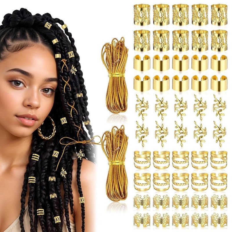 Fermagli e forcine per capelli, set di anelli per extension per dreadlocks, accessori per capelli cavi placcati in oro e argento, copricapo fai da te, combinazione di anelli per extension per capelli_voghion.com