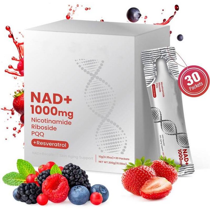 NAD+ 1000 mg Nicotinamid-Ribosid-Getränk PQQ & Resveratrol – angereichert | 30 Beutel zur Anti-Aging-Unterstützung_voghion.com