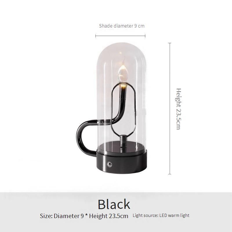 Flame & Water Droplet LED Table Lamp - USB Rechargeable, Dimmable Warm Light, Portable For Restaurant, Hotel, Camping & Bar Decor_voghion.com