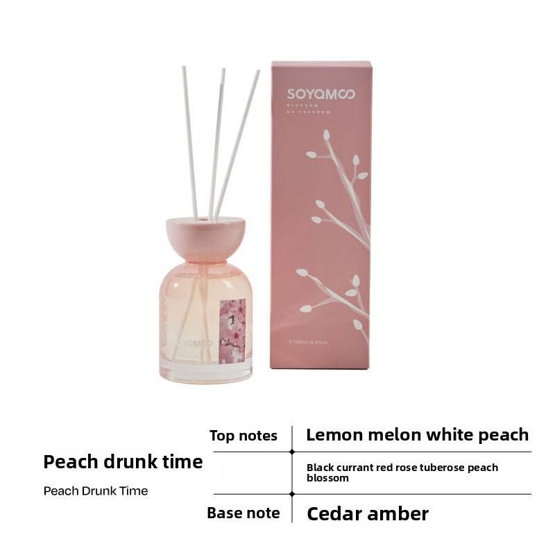 Peach Bliss Reed Diffuser – 200 ml natuurlijke luchtverfrisser voor thuis en hotel, langdurige bloemige fruitgeur, decoratieve fles met ronde schouder_voghion.com