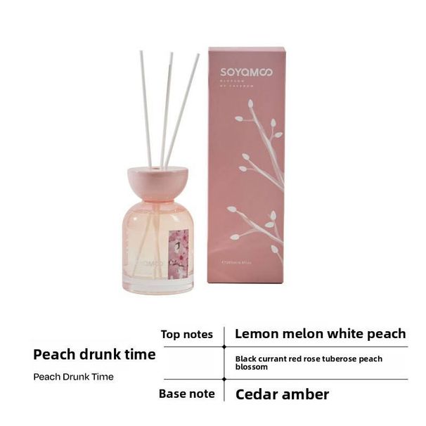 Peach Bliss Reed Diffuser – 200 ml natuurlijke luchtverfrisser voor thuis en hotel, langdurige bloemige fruitgeur, decoratieve fles met ronde schouder_voghion.com