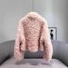 Women's Faux Shearling Jacket – Winter Short Puffer Coat With Fur Collar (White/Mauve, S/M/L)_voghion.com