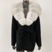 Oversized Knit Cardigan With Luxe Fox Fur Collar – Mid-Length Drape For Effortless Layering (One Size Fits Most,Belted Waist)_voghion.com