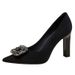 Elegante, professionelle schwarze High Heels für Damen, neue spitze Zehenpartie, Strasssteine, High-End, Pendlerarbeit, klobiger Absatz_voghion.com