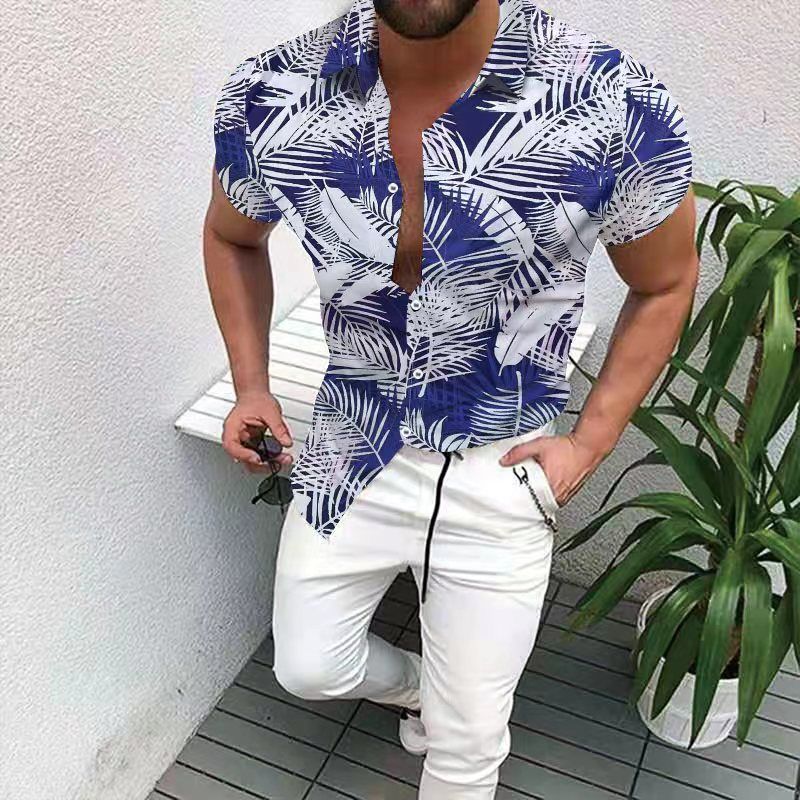 Print Casual Short Sleeve Shirt, Men's Shirt For Summer Vacation Resort_voghion.com