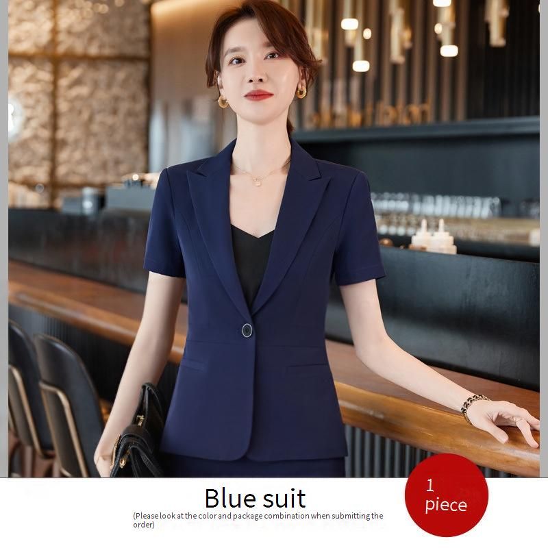 Women's Clothing Black Short Sleeved Suit Jacket For Women Summer Thin Hotel Front Desk Temperament Work Clothes Professional Suit Suit_voghion.com