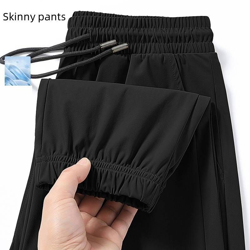 Men's Straight-leg Pants, Ice Silk Thin, Loose, Drape, Breathable, Quick-drying Casual Sports Trousers_voghion.com