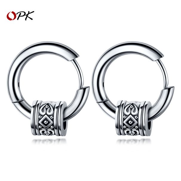 Orecchini a cerchio alla moda da uomo OPK, in acciaio inossidabile, alla moda, con personalità, in titanio_voghion.com