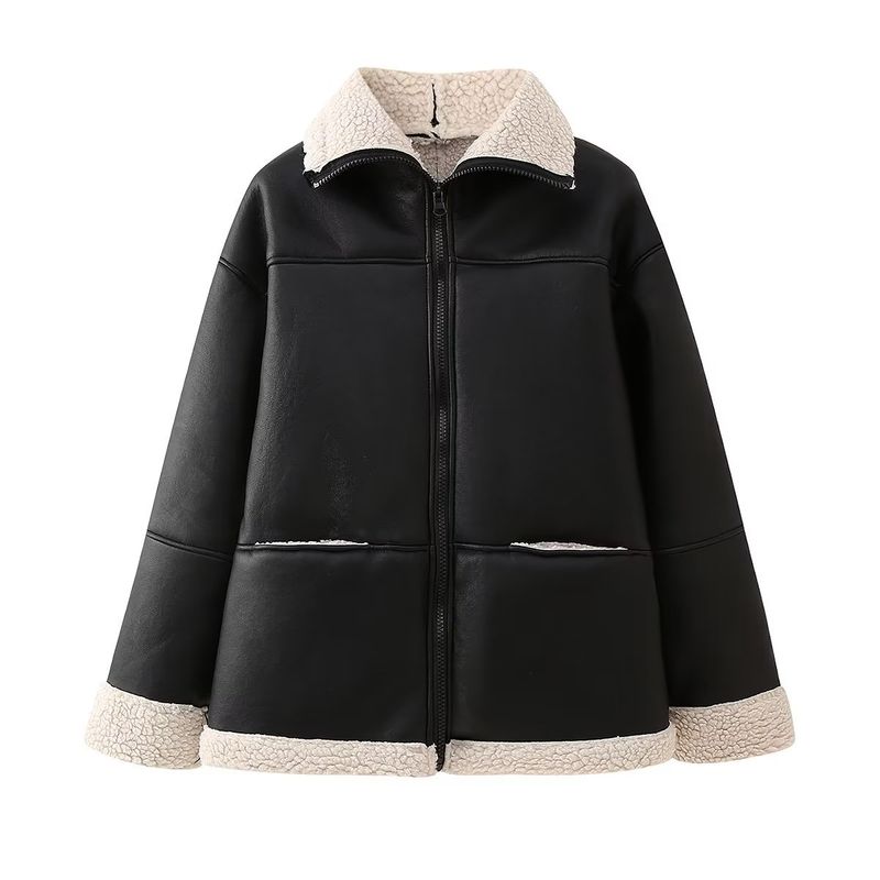 Damenbekleidung Herbst und Winter große modische Lammwollmantel lockerer Pelzmantel_voghion.com