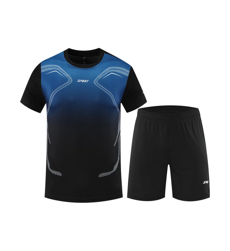 Sportswear set for men, made of polyester, ultra-thin summer clothing, high elasticity, casual, quick drying, men's two-piece set_voghion.com