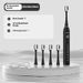 Brosse à dents électrique sonique – 5 modes de nettoyage, poils ultra-doux, rechargeable par USB – avec 4 têtes de rechange (options blanc/rose/noir)_voghion.com
