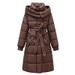 Langer Puffermantel mit Kapuze für Damen in Übergröße – Slim Fit Winterjacke mit Gürtel (M-XXXL) | Stylisch & Warm_voghion.com