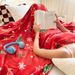 1pc Christmas Thickened Flannel Red Coral Plush Air-conditioned Blanket Gift Modern And Simple Polyester_voghion.com