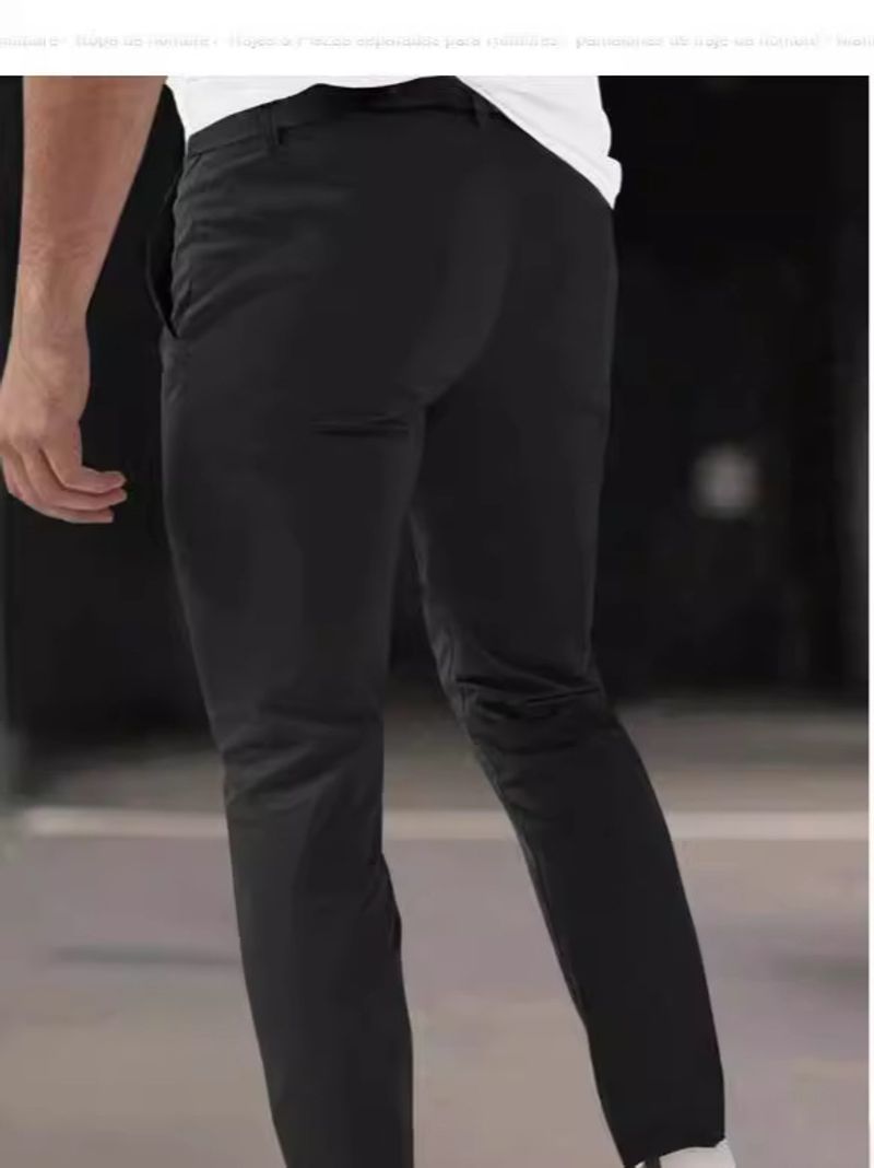 Men's Slim Fit Stretch Tapered Pants With Zipper Pocket - Comfortable Casual & Business Trousers (Black, Khaki, Dark Gray, Navy Blue)_voghion.com