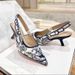 2025 New D Brand Embroidered Letter Bowknot Cat Heel High Heels Pointed Shallow Mouth Backless Closed Toe Sandals For_voghion.com