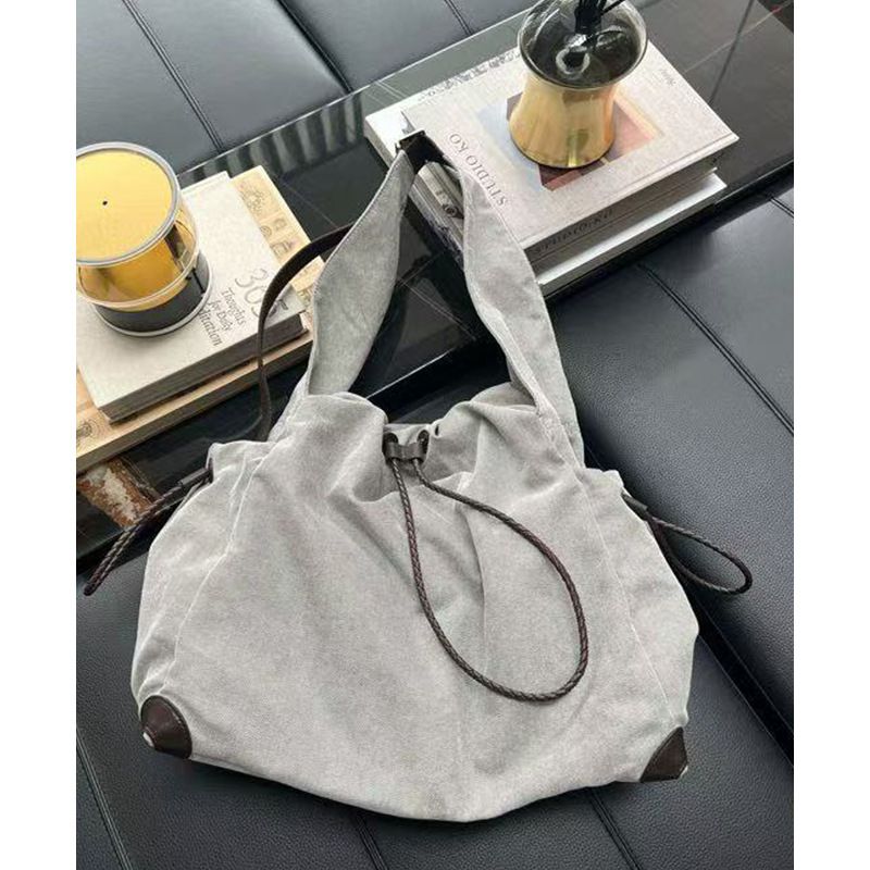 Borsa a tracolla da donna alla moda, morbida e leggera, in cotone e lino, stile coreano, autunno e inverno 2025, con coulisse, grande capacità_voghion.com