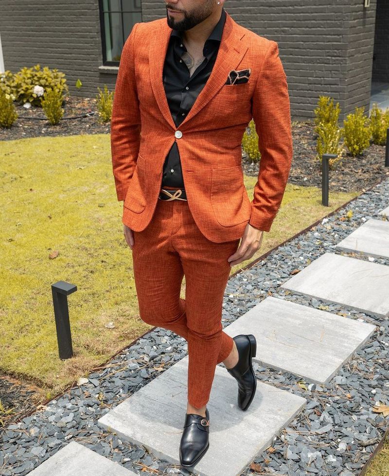 Abito da uomo semplice, slim fit, casual, alla moda, con bottoni, due pezzi_voghion.com