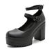 Scarpe Mary Jane da donna con tacco grosso, plateau e fibbia regolabile - Comode décolleté con punta tonda per abbigliamento casual_voghion.com