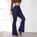 Abbigliamento da donna Jeans bootcut elasticizzati slim fit a vita alta con bottoni - Comodi e lusinghieri Jeans bootcut elasticizzati slim fit a vita alta_voghion.com