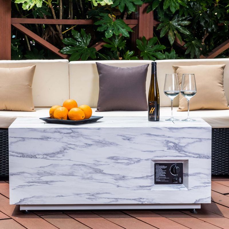 Outdoor 42" Rectangle Propane Fire Pit Table_voghion.com