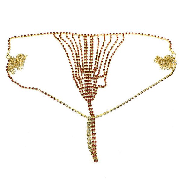 Sexy Strass Unterwäsche Tanga Höschen Kristall Bikini Bauch Taille G-String Körper Kette Schmuck für Frauen_voghion.com