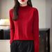 New Spring Pullover Knit Sweater 2024 Korean Version Solid Color Long Sleeve Base Shirt For Women Half High Collar_voghion.com