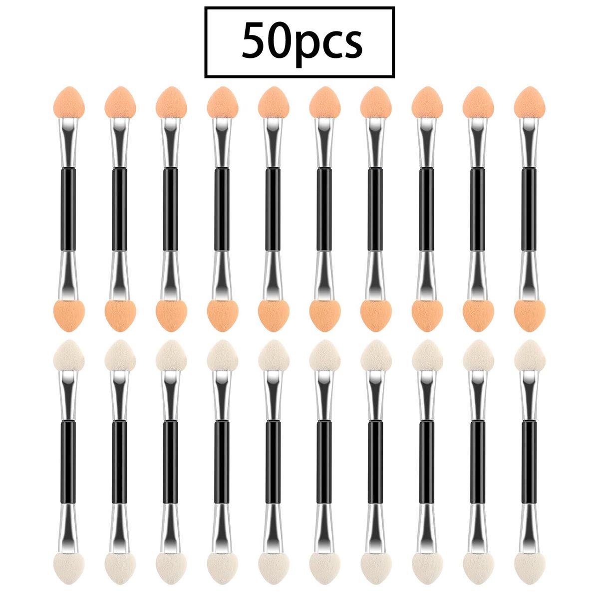 Lot de 50 applicateurs de fard à paupières jetables, éponges, pinceaux et bâtons_voghion.com