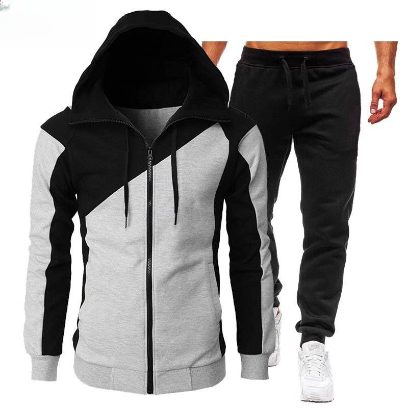 Herenkleding capuchonjack sport vrijetijdstrend plus fluwelen trui pak lange mouwen pak_voghion.com