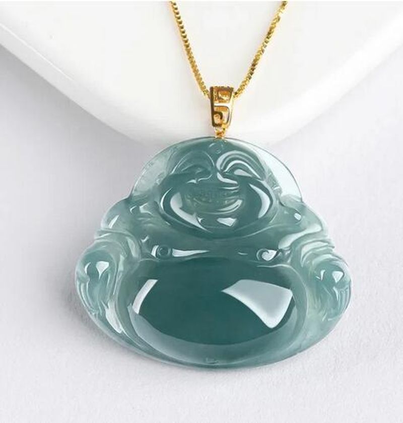  hanger, gouden amulet, modieus gesneden amulet, natuurlijke blauwe jade sieraden_voghion.com