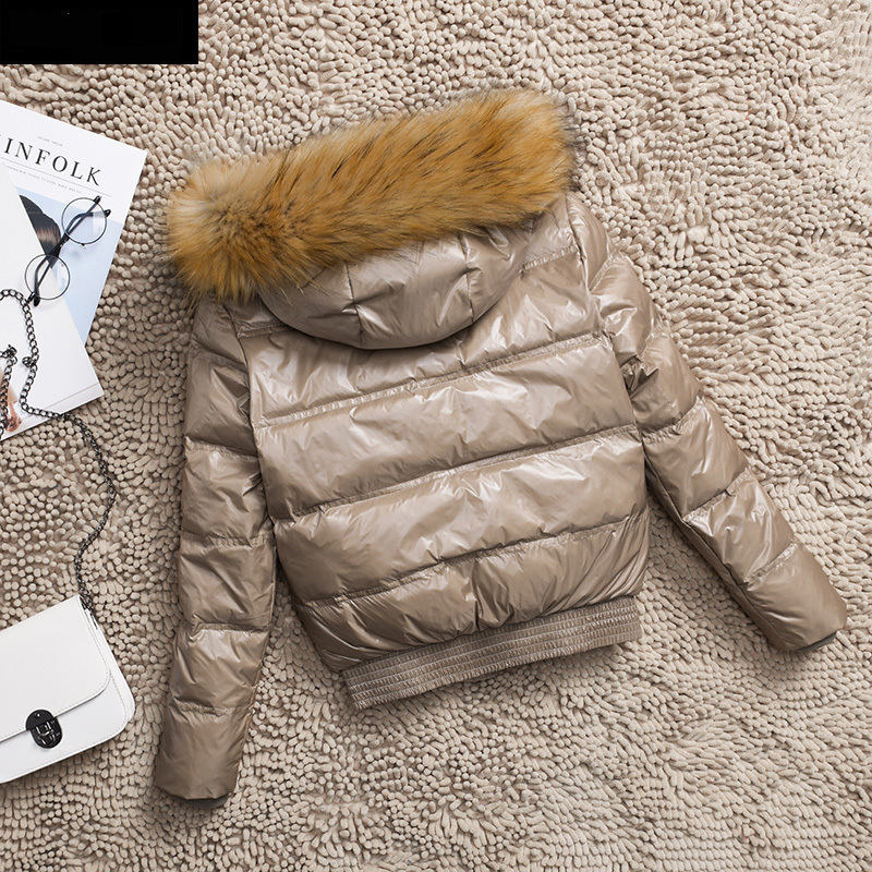 Vêtements pour femmes Petite doudoune pour femme courte 2024 nouveaux vêtements d'hiver coupe slim grand col en fourrure manteau veste d'étudiant_voghion.com