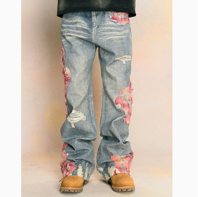 Herretøj Herre europæiske og amerikanske Trendy Ins Net røde jeans_voghion.com