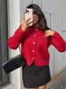 Elegant Red Bow-Knit Cardigan – Timeless Inspired Open Front Sweater For Women_voghion.com