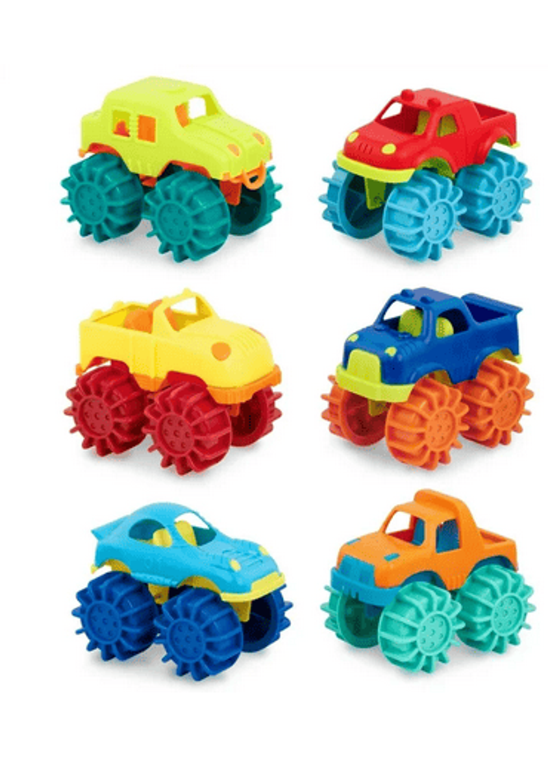 Battat Mini Monster Wheelies 6 Small Trucks Indoor &amp; Outdoor, Toddler And Preschool Toys_voghion.com