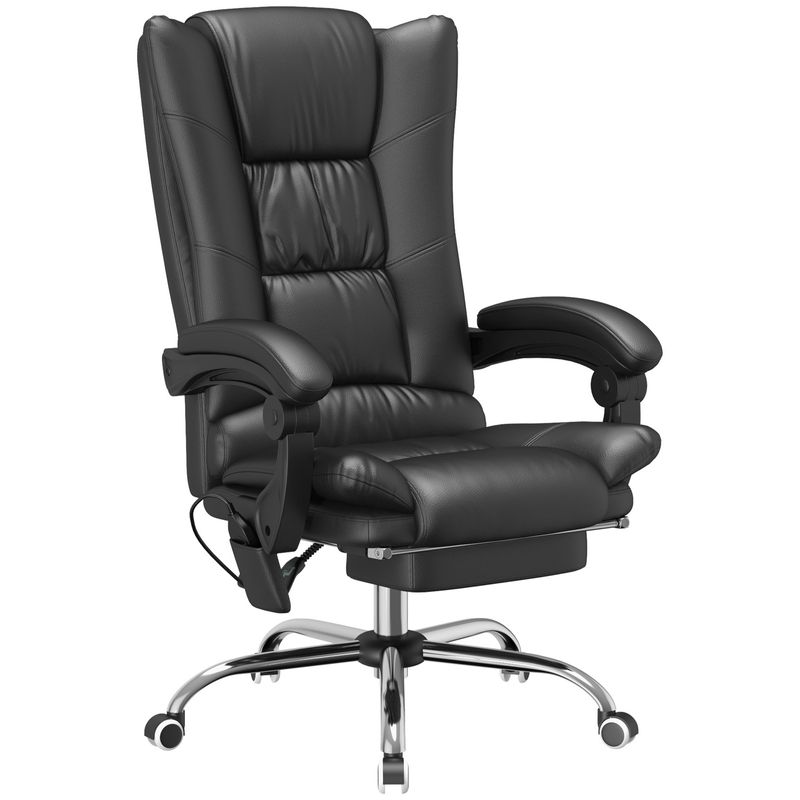 Vinsetto PU Leather Vibration Massage Office Chair With Heat, Black_voghion.com
