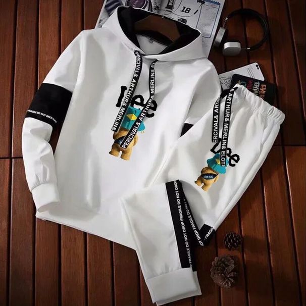 2024 Retro Print Men' 2Pc Outfit Caual Hoodie Suit Long Sleeve Pullover Hooded Sweathirt And Sweatpant Jogger_voghion.com