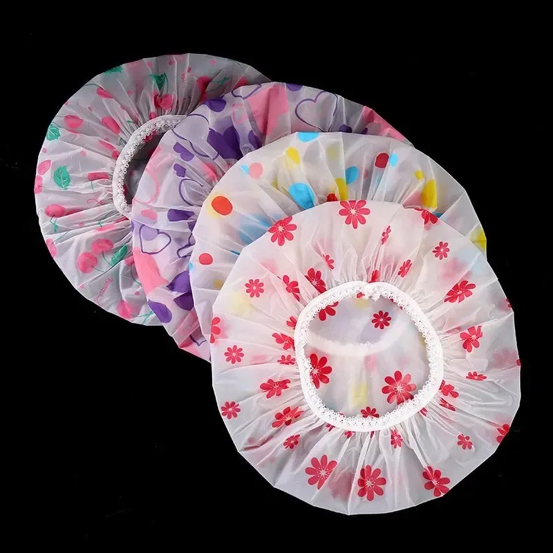 Touca de banho à prova d'água feminina, 5 peças, para banho doméstico, anti-óleo, fumaça, cuidados com os cabelos, touca de banho para cabelos secos_voghion.com