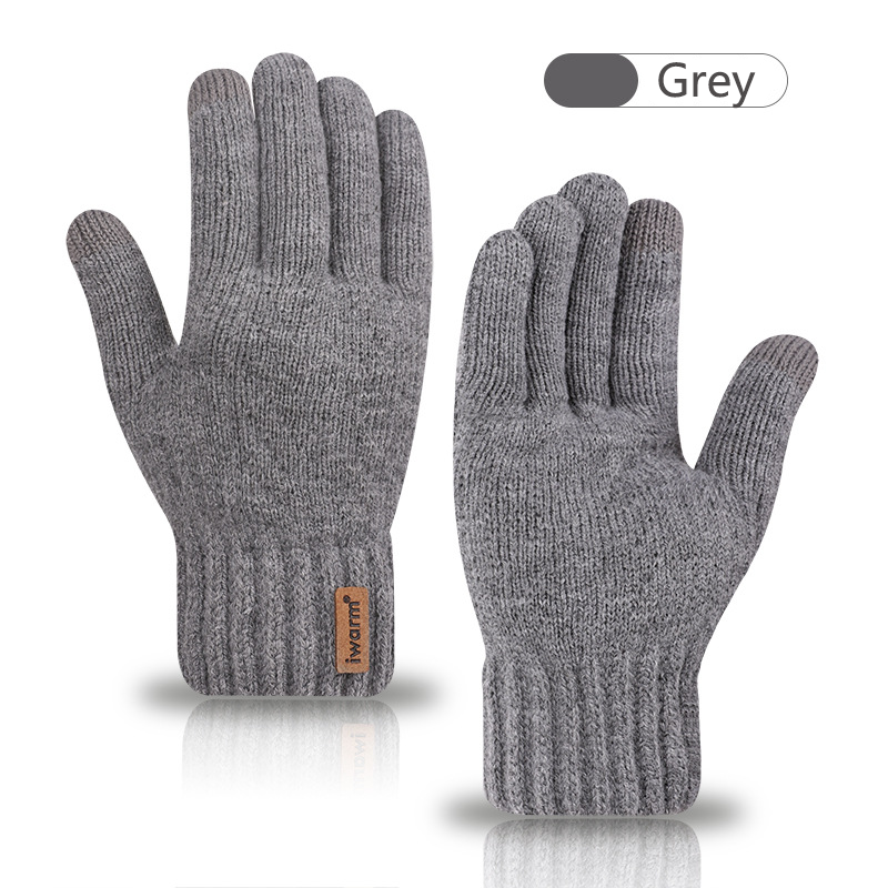 1pair Men's Winter Thickened Outdoor Coldproof Knitted Touch Screen Gloves With Added Fleece, Outdoor Accessories_voghion.com
