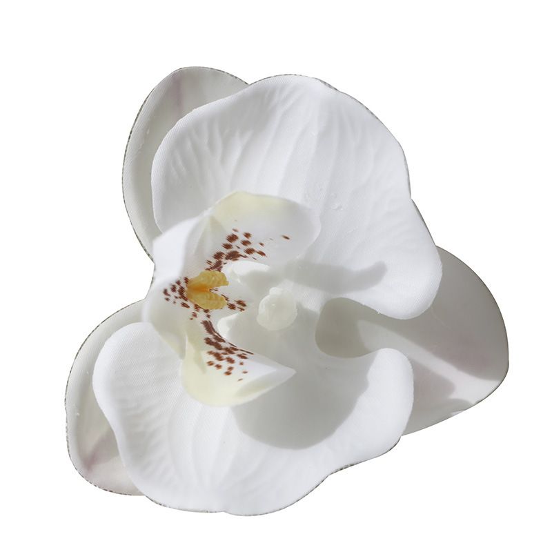 Cabeça de orquídea borboleta realista feita à mão, faça você mesmo, pétalas florais, acessórios para cocar, flores artificiais brancas_voghion.com