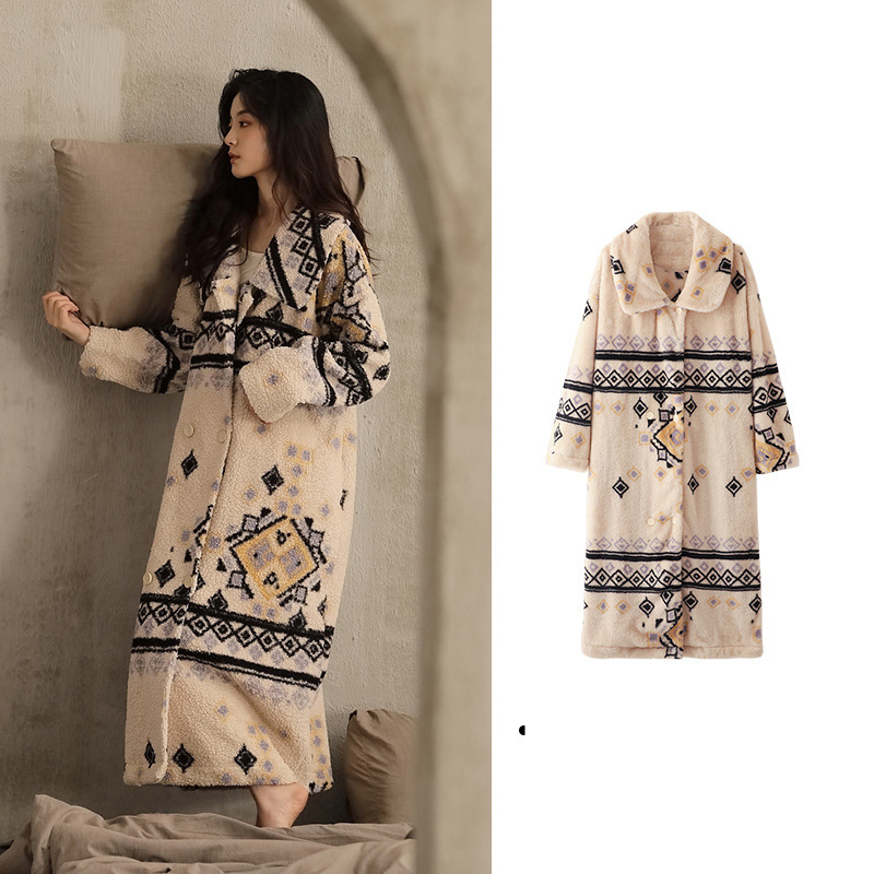 par koral fleece pyjamas mellemlængde varm plus fløjl fortykket flannel hjemmetøj til mænd_voghion.com