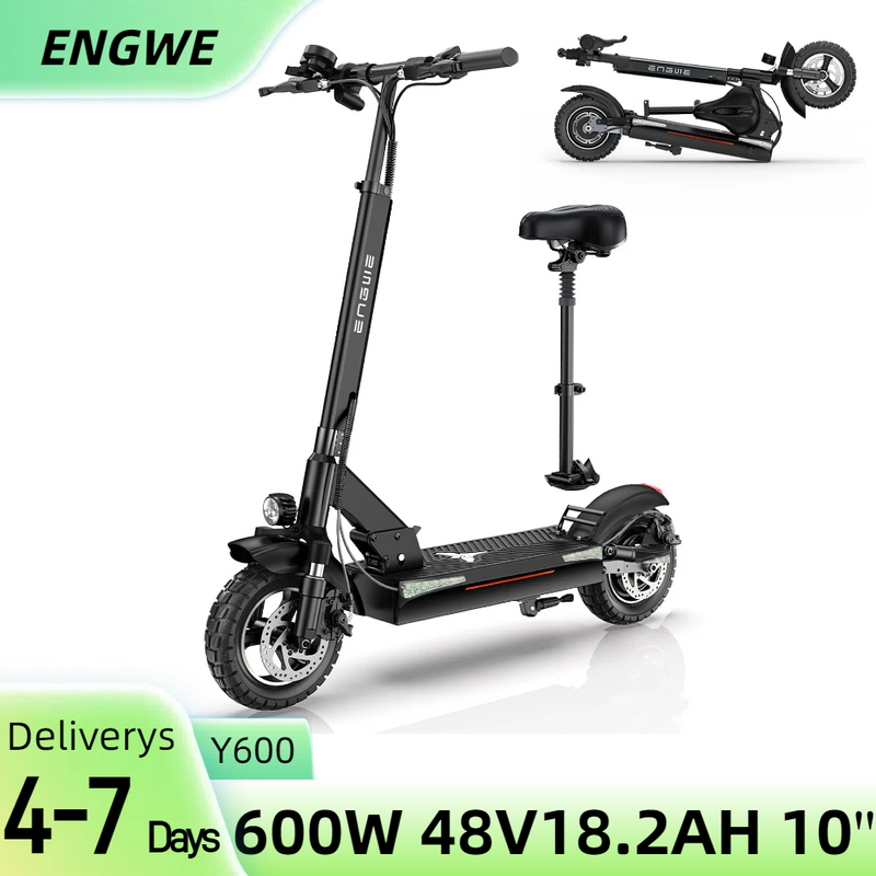 ENGWE Y600 600W 10'' sklopivi električni romobil s 48V18.2AH i odvojivim sjedalom za odrasle putnike_voghion.com