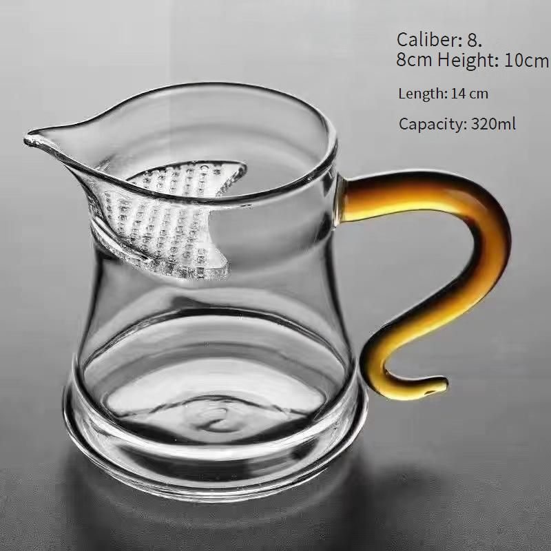 Bule de vidro com filtro em formato de lua - Jarra de chá resistente ao calor com filtro de malha fina para chá verde/chá de ervas_voghion.com