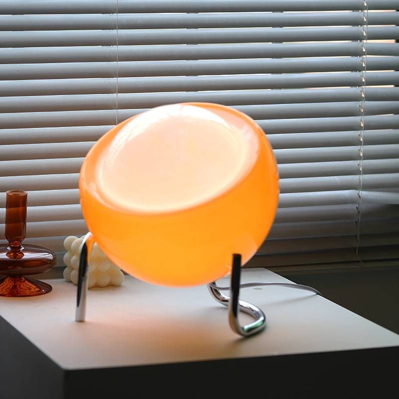 Vintage tafellamp - Japans geïnspireerde glazen bedlamp met verstelbare arm, minimalistische decoratie voor slaapkamer en kantoor_voghion.com