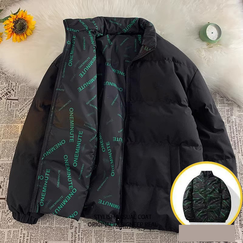Men's Clothing Winter Thick Warm Down Jacket Loose Cotton Men's Reversible Padded Jacket Winter Warm Thickened Bomber Coat Loose Casual Outerwear​_voghion.com
